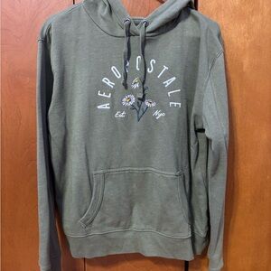 Aeropostale Olive Green Hoodie with Floral Design